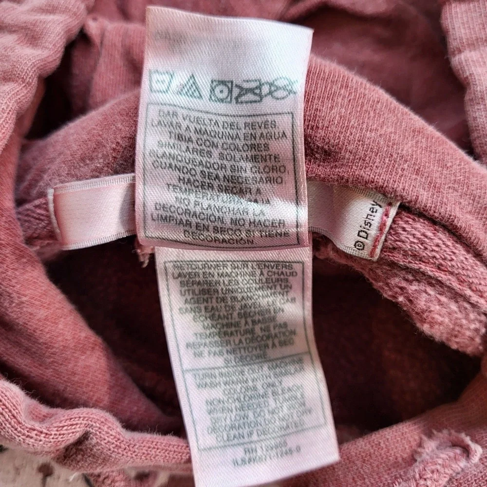 Disney World Mickey Mouse Hoodie Small Maroon Faded Vintage Graphic Sweatshirt